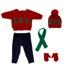 Christmas Sweater Set for 17" Dolls with Hats, Scarves & Gloves