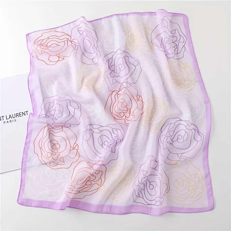 Thin Silk Feeling Square Scarf Casual Neck Scarf Hair Wrap For Night