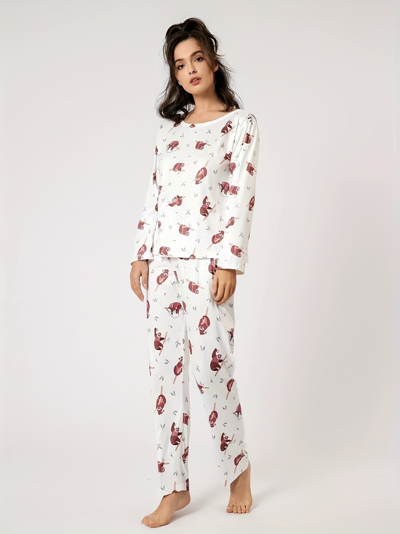 Women's Pajamas Set Long Sleeve Top & Pants Sleepwear Loungewear