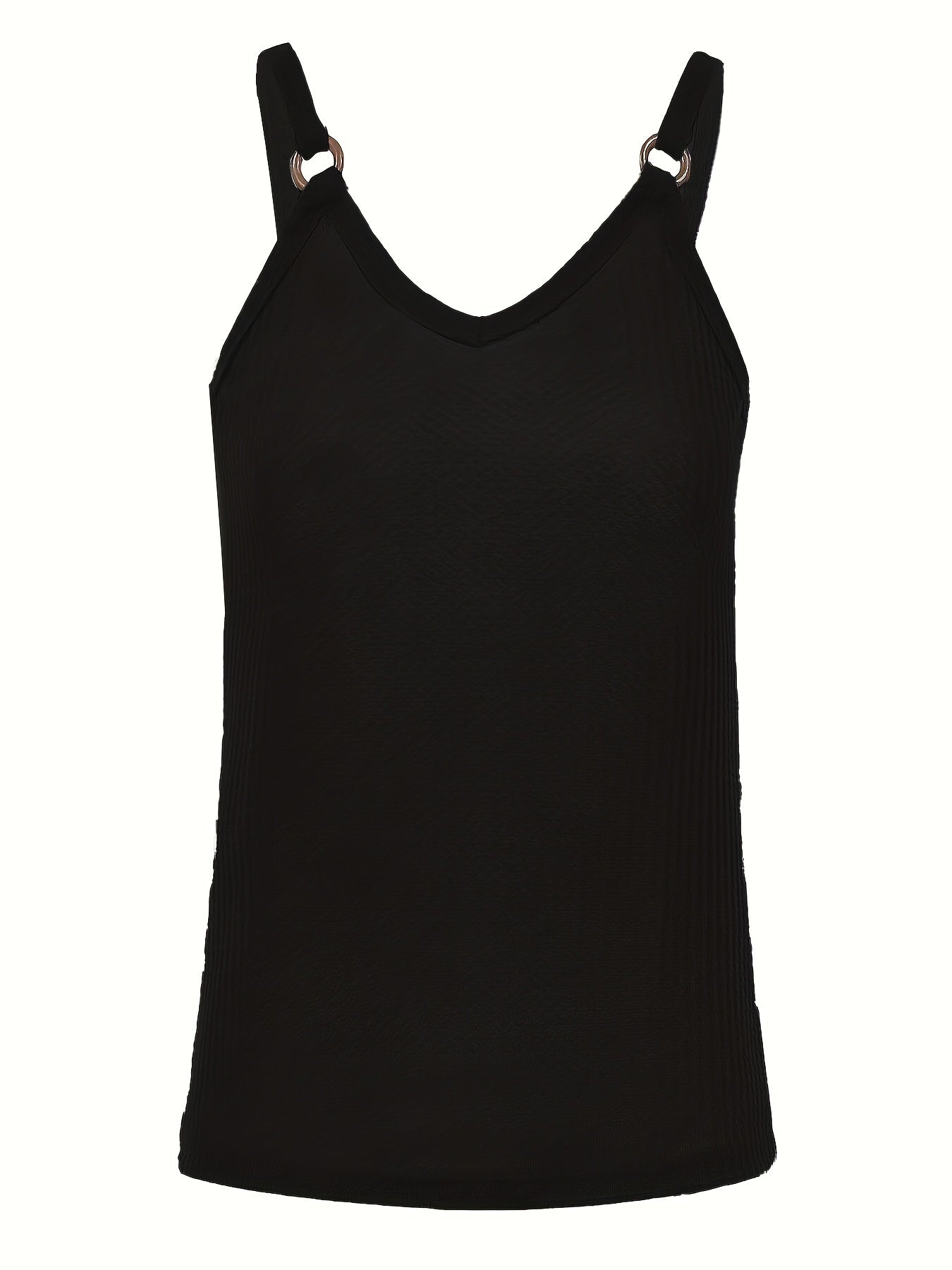 Ring Linked Solid Cami Top V Neck Summer Sleeveless Top
