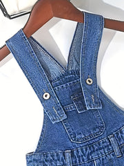 Boys Slim Fit Denim Overall Jumpsuit - Pockets