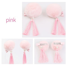 2pcs Antiquity Tassel Hanfu Headdress Hairball Hairpin Hair Clips