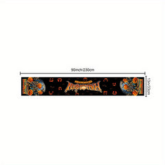 Halloween Theme Table Runner Pumpkin Skull Pattern Polyester Plaid Table Cover