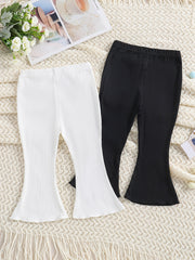 Cute Toddler Girls Flare Leg Pants Set 2pcs, Plain