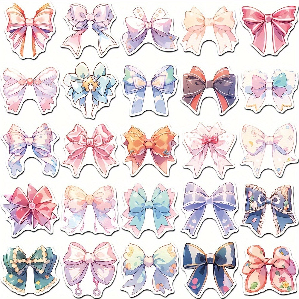 50pcs Cartoon Bow Decorative Stickers Waterproof DIY
