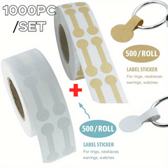 500pcs Roll Brown & Tag Stickers Jewelry Round Barbell Labels Dumbbell Labels