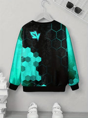 Hexagon Print Kid's Sweatshirt Unisex Pullover Top