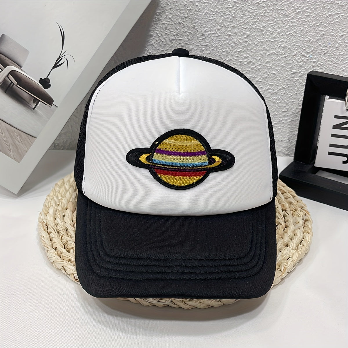 Planet Embroidered Unisex Baseball Cap Trucker Hat Mesh Adjustable