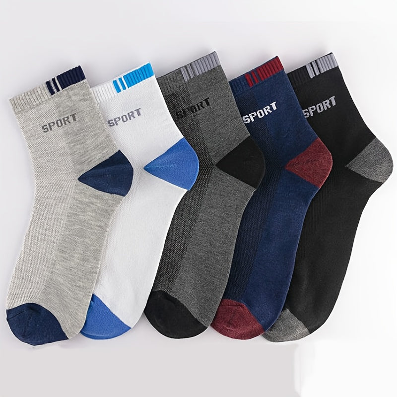 10pairs Men's Anti-odor Breathable Mid-calf Socks for Running