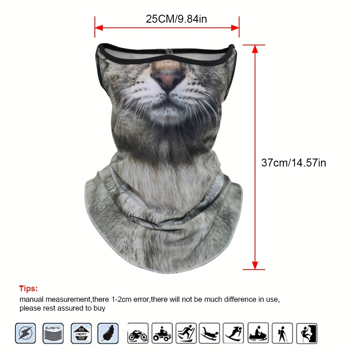 Breathable Animal Print Face Mask with Sun UV Protection for Outdoor Sports