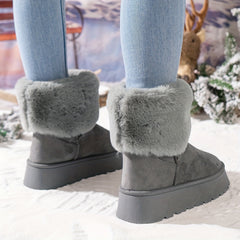 Women's Plush Lined Thermal Snow Boots Non Slip Winter Warm Shoes