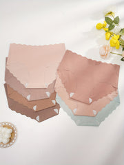 7pcs Scallop Trim Briefs Stretchy Intimates Panties Women's Lingerie