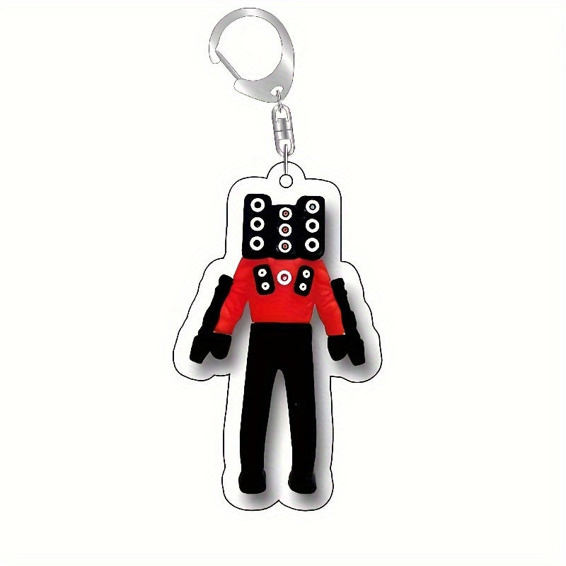 Funny Toilet Man TV Man Keychain Keyring Creative Bag Pendant Key Chain