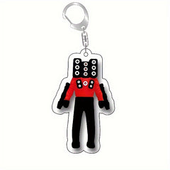 Funny Toilet Man TV Man Keychain Keyring Creative Bag Pendant Key Chain