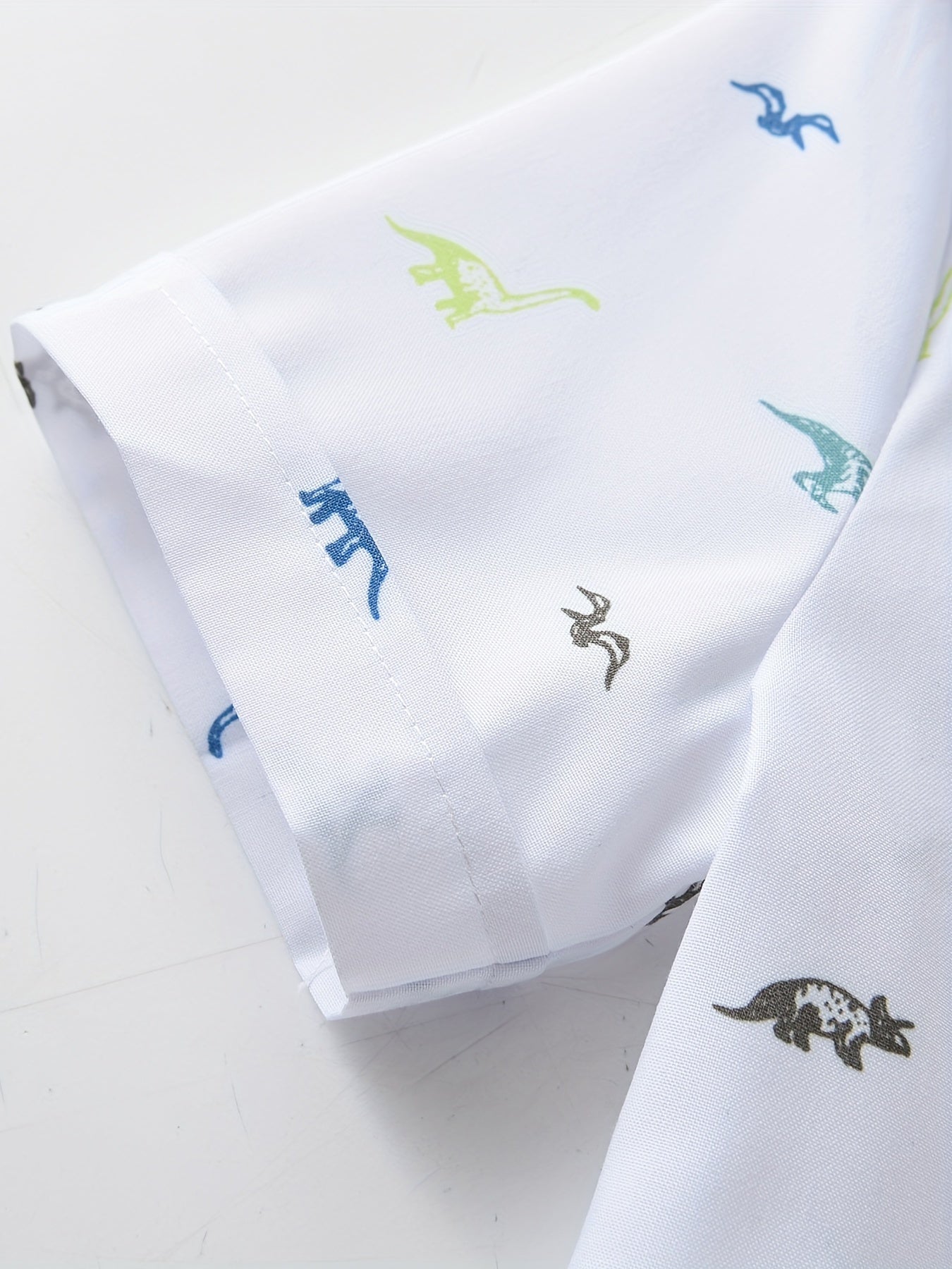 Stylish Dinosaur Boys Shirt Short Sleeve Lapel Tops for Summer