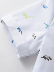 Stylish Dinosaur Boys Shirt Short Sleeve Lapel Tops for Summer