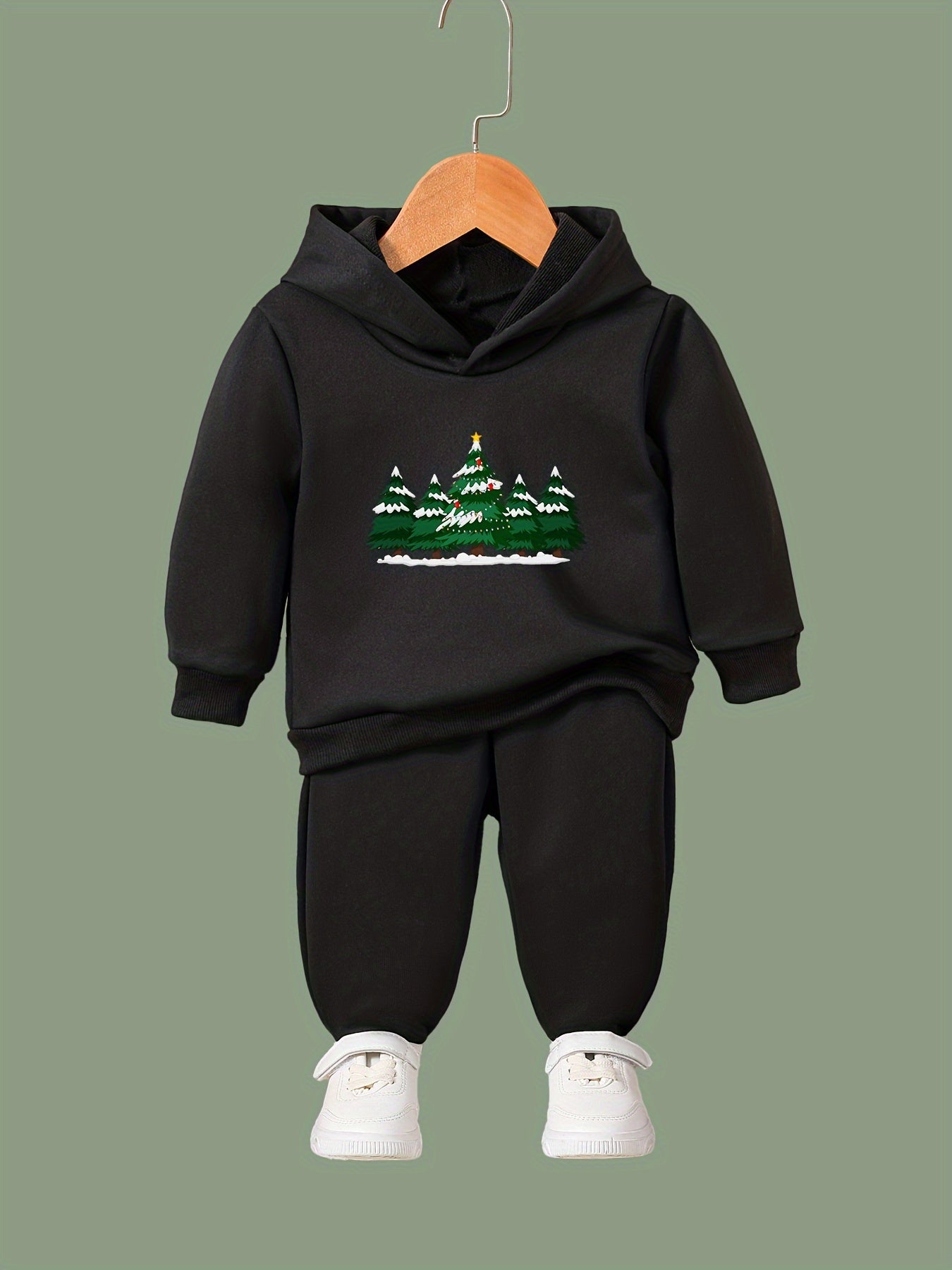 Girls 2pc Christmas Tree Hooded Sweatshirt & Sweatpants Set