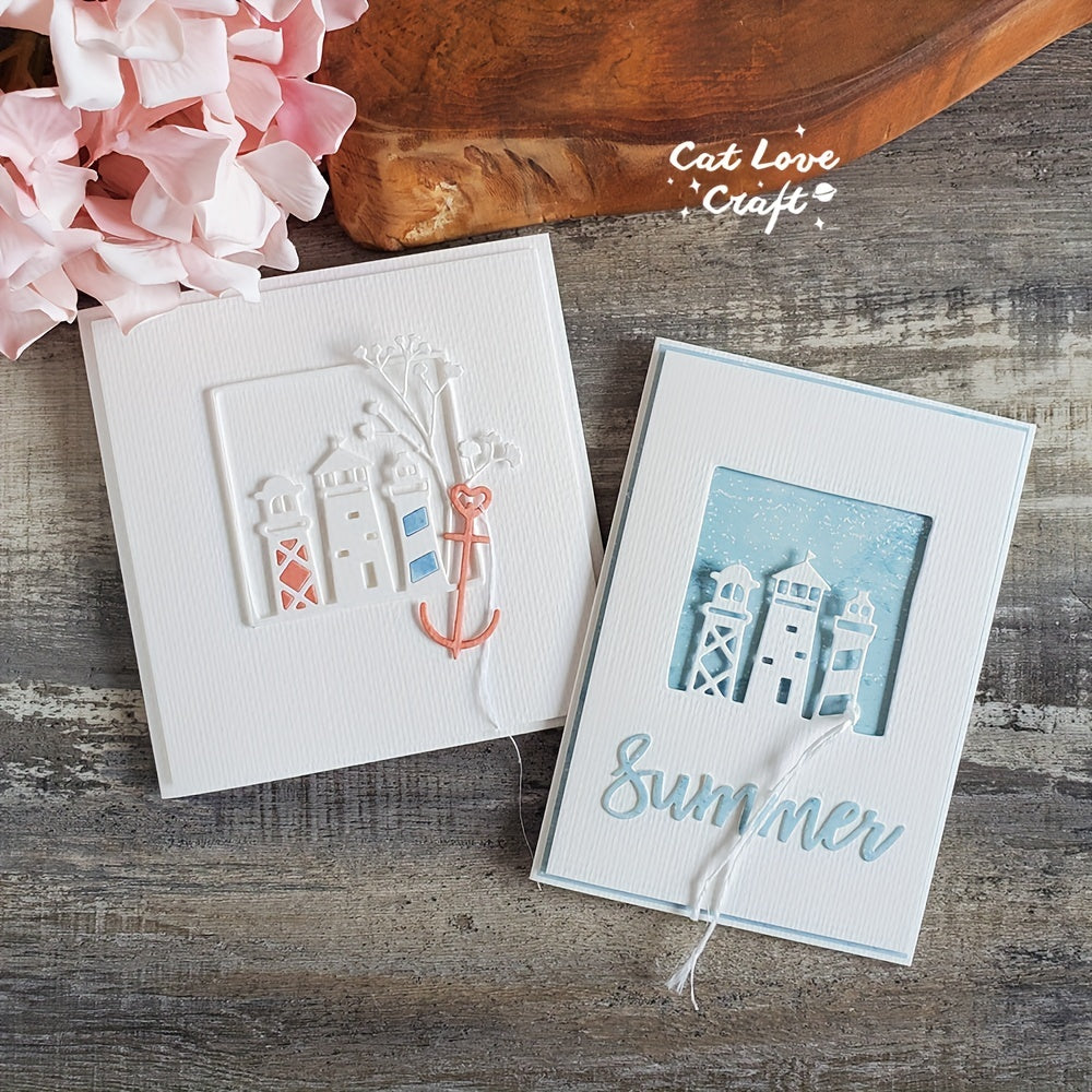 Catlove Lighthouse Square Frame Metal Cutting Dies for Card Making DIY Craft