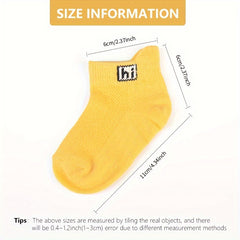 5 Pairs Unisex Kid's Crew Socks Breathable Ear Lifting Comfy Solid Socks