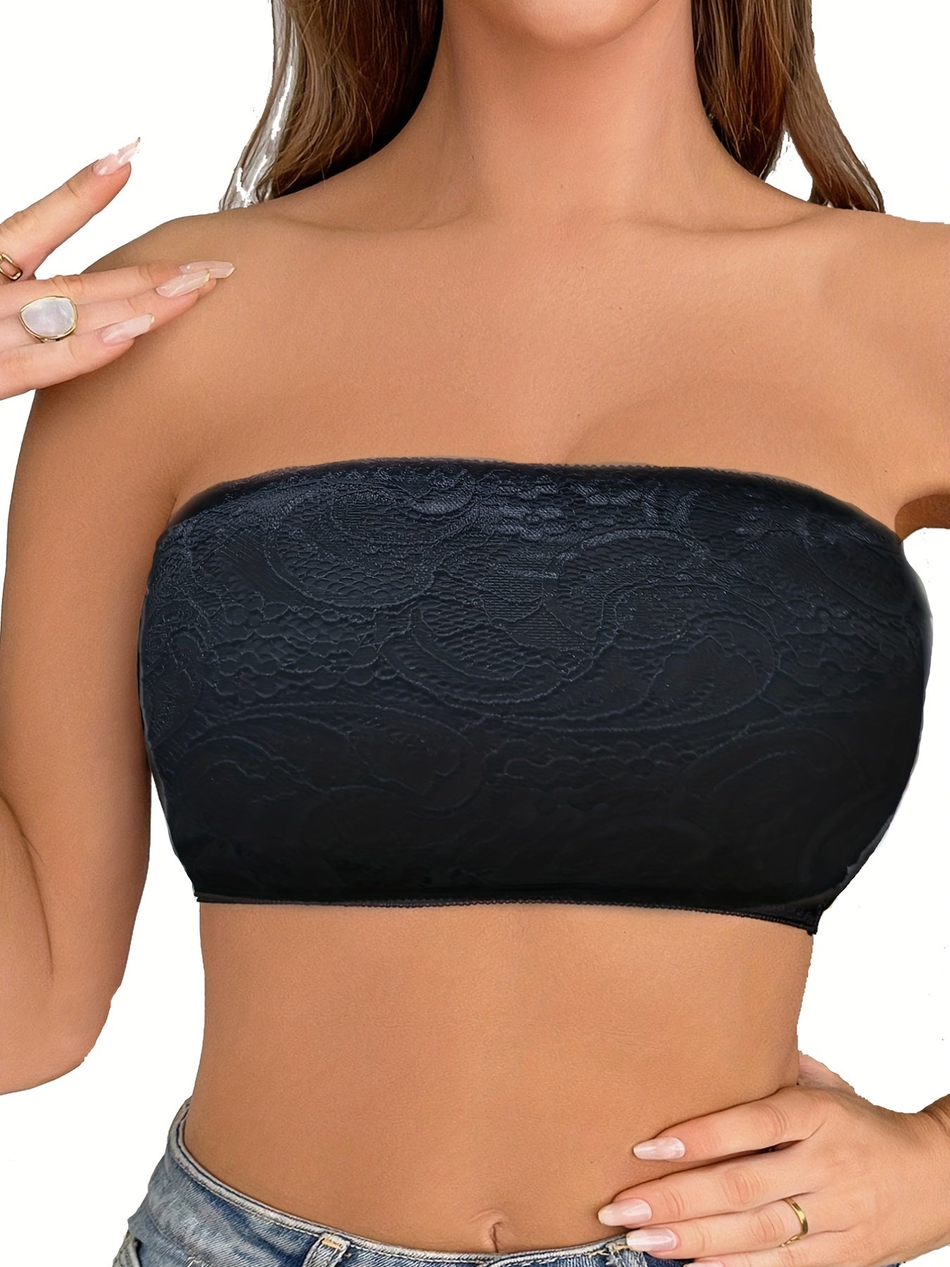 Floral Lace Strapless Bandeau Bras