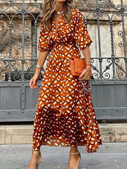 Plus Stripe Print V-Neck Maxi Dress