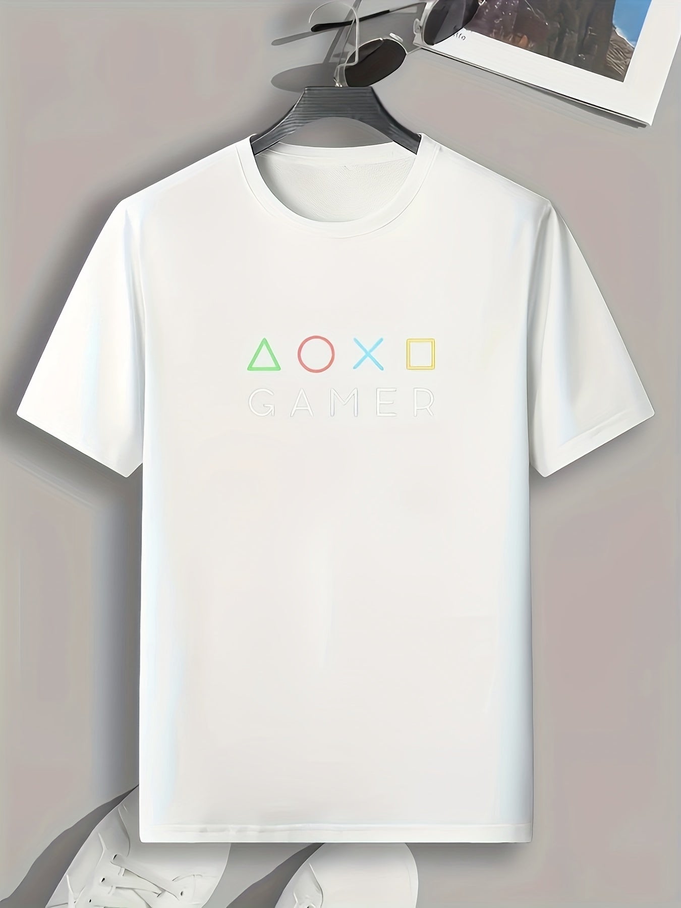 Geometry GAMER Print Men's Graphic T shirt Casual Comfy Tees