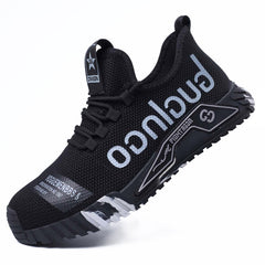 Men's Steel Toe Work Safety Shoes, Anti-skid, Puncture Proof, Lace Up