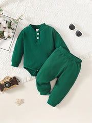 Infant Baby 2pcs Suit Long Sleeve Romper Pants Boys Girls Fall Winter Outfit