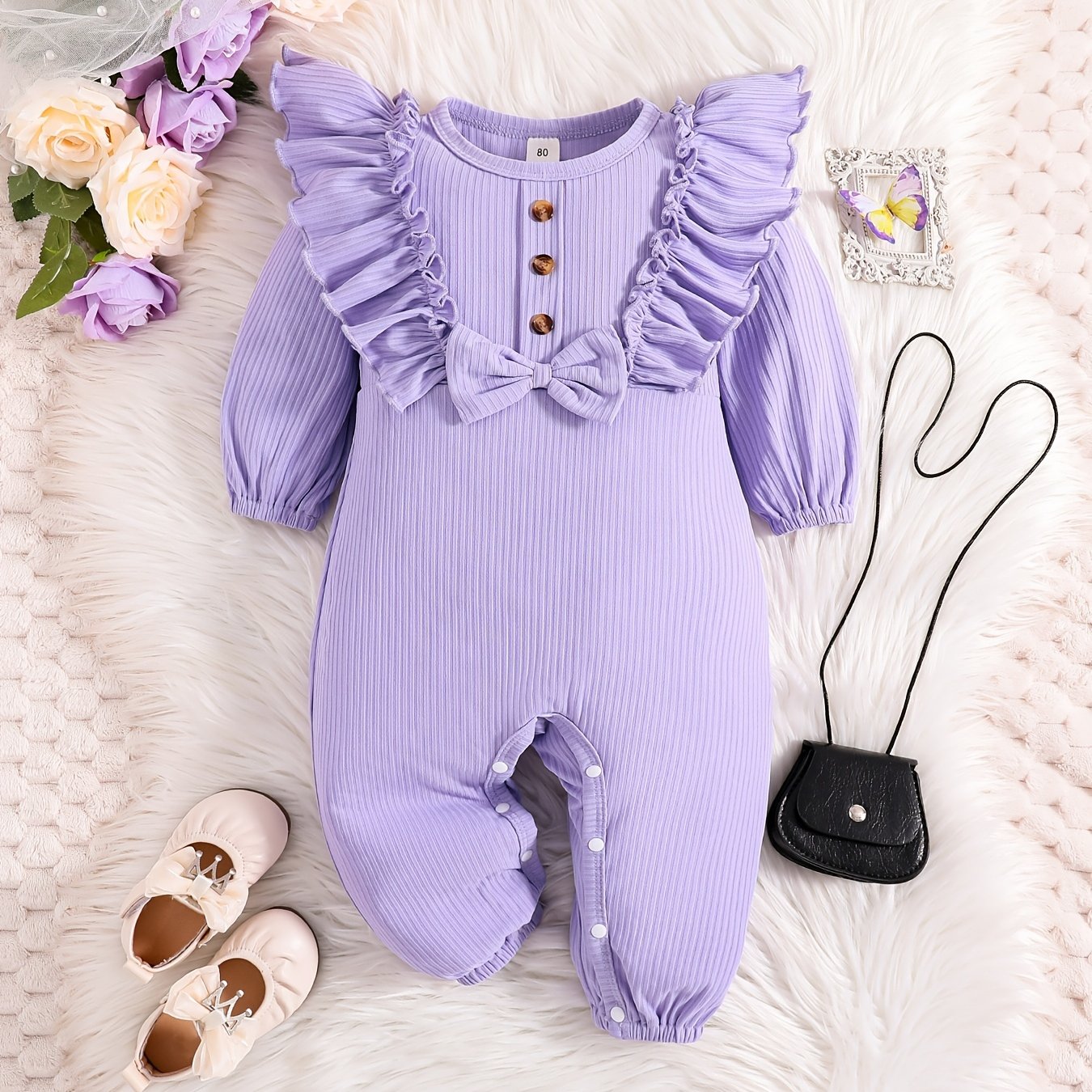 Baby Girls Ruffle Long Sleeve Romper Newborn Jumpsuit