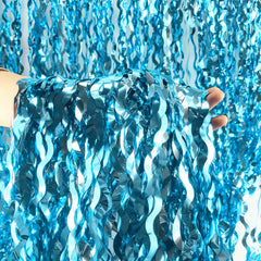 3pcs Metallic Teal Purple Fringe Curtains Party Decorations