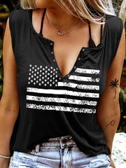 Print Crew Neck Tank Top Sleeveless Loose Tank Top