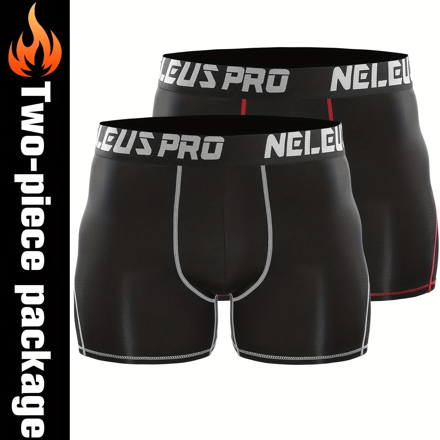 2pcs Men's Compression Shorts With Pocket Quick Dry High Stretch Base Layer