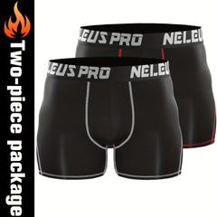 2pcs Men's Compression Shorts With Pocket Quick Dry High Stretch Base Layer