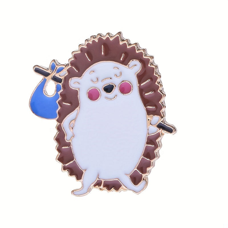 Cute Hedgehog Brooch for Girls Metal Cartoon Pin