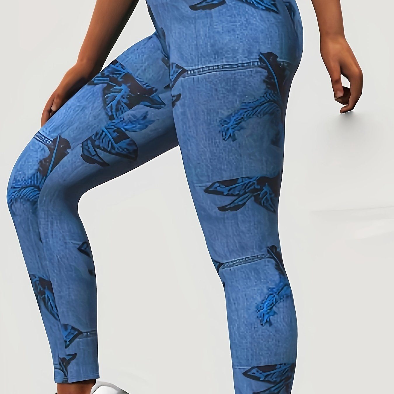 Leaf Print High Rise Skinny Leggings