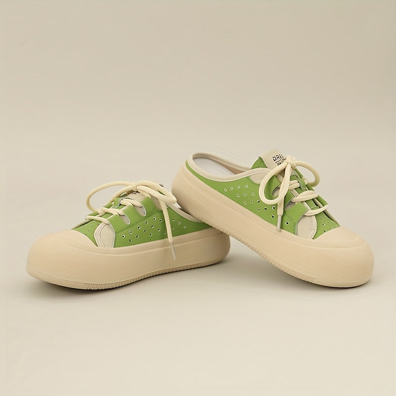 Women's Lace-up Mules Sneakers Retro Lightweight Walking Shoes