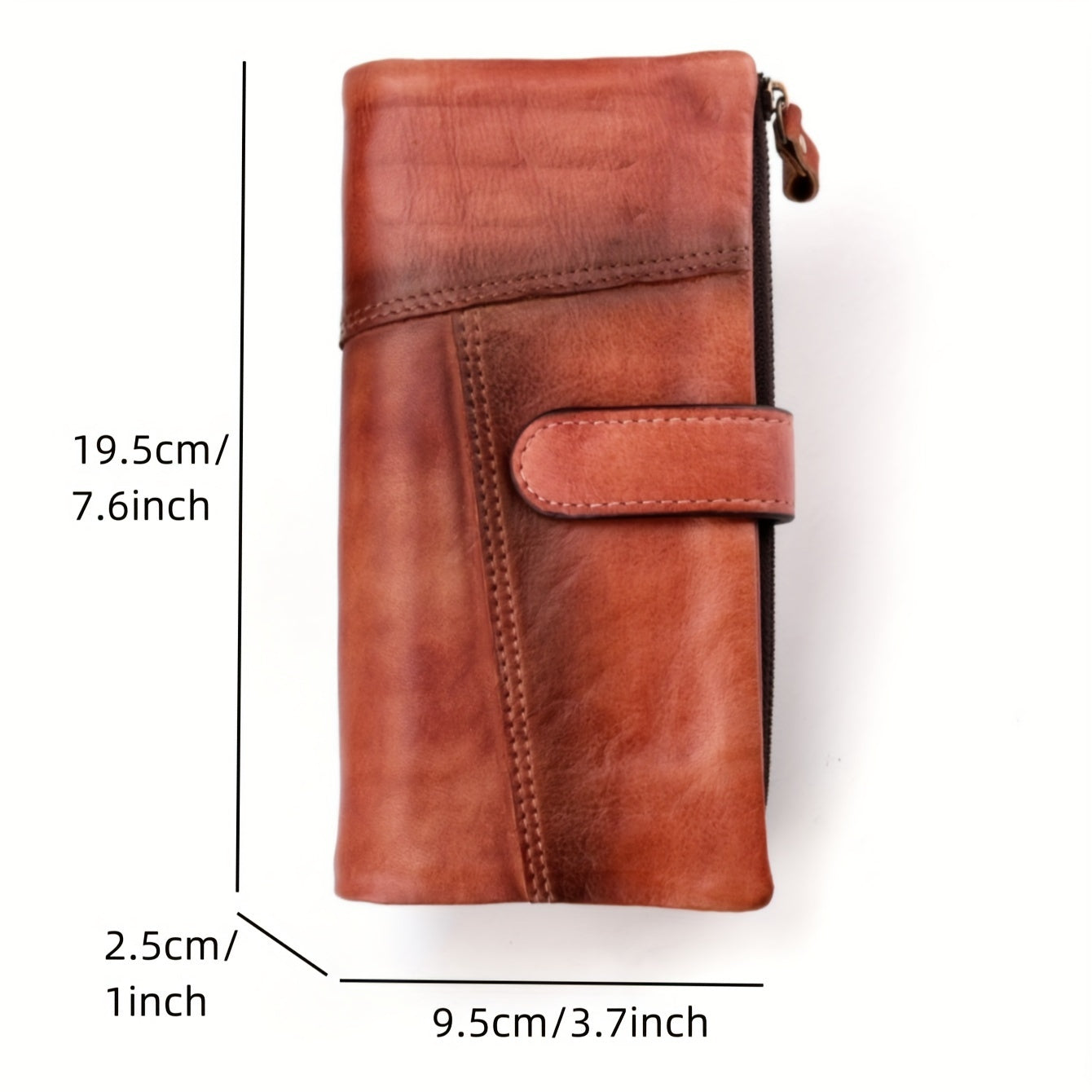 Women's RFID Blocking Wallet Brown Retro Style with Buckle Closure