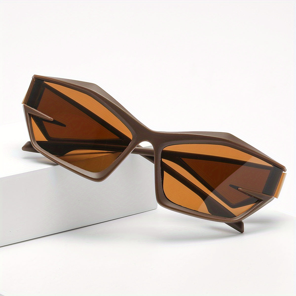Vintage Polygon Square Sunglasses with Zipper Case