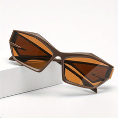 Vintage Polygon Square Sunglasses with Zipper Case