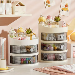 Desktop Stationery Storage Box Light Style Round Transparent Makeup Storage Box