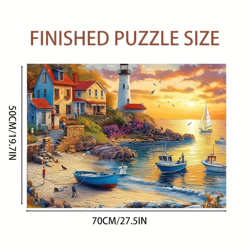 Large Beach Sunset Jigsaw Puzzle 1000pcs Town Scene 70x50cm Paper Puzzle