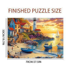 Large Beach Sunset Jigsaw Puzzle 1000pcs Town Scene 70x50cm Paper Puzzle