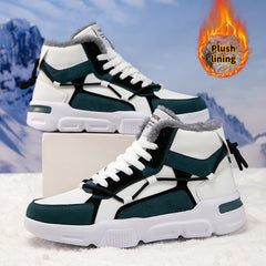 Men's Color Block High Top Snow Boots Warm Plush Lining