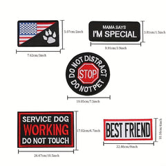 J CARP 15pcs Service Dog Patches Embroidered Fastener Hook And Loop Patch