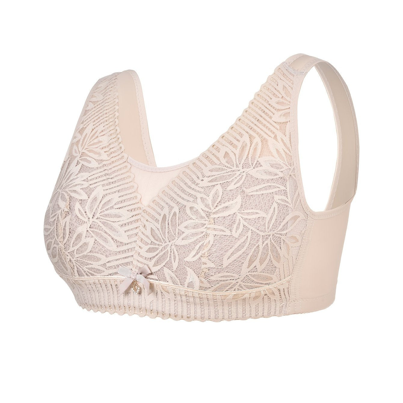 Plus Size Bra Women's Plus Floral Lace High Stretch Full Cover