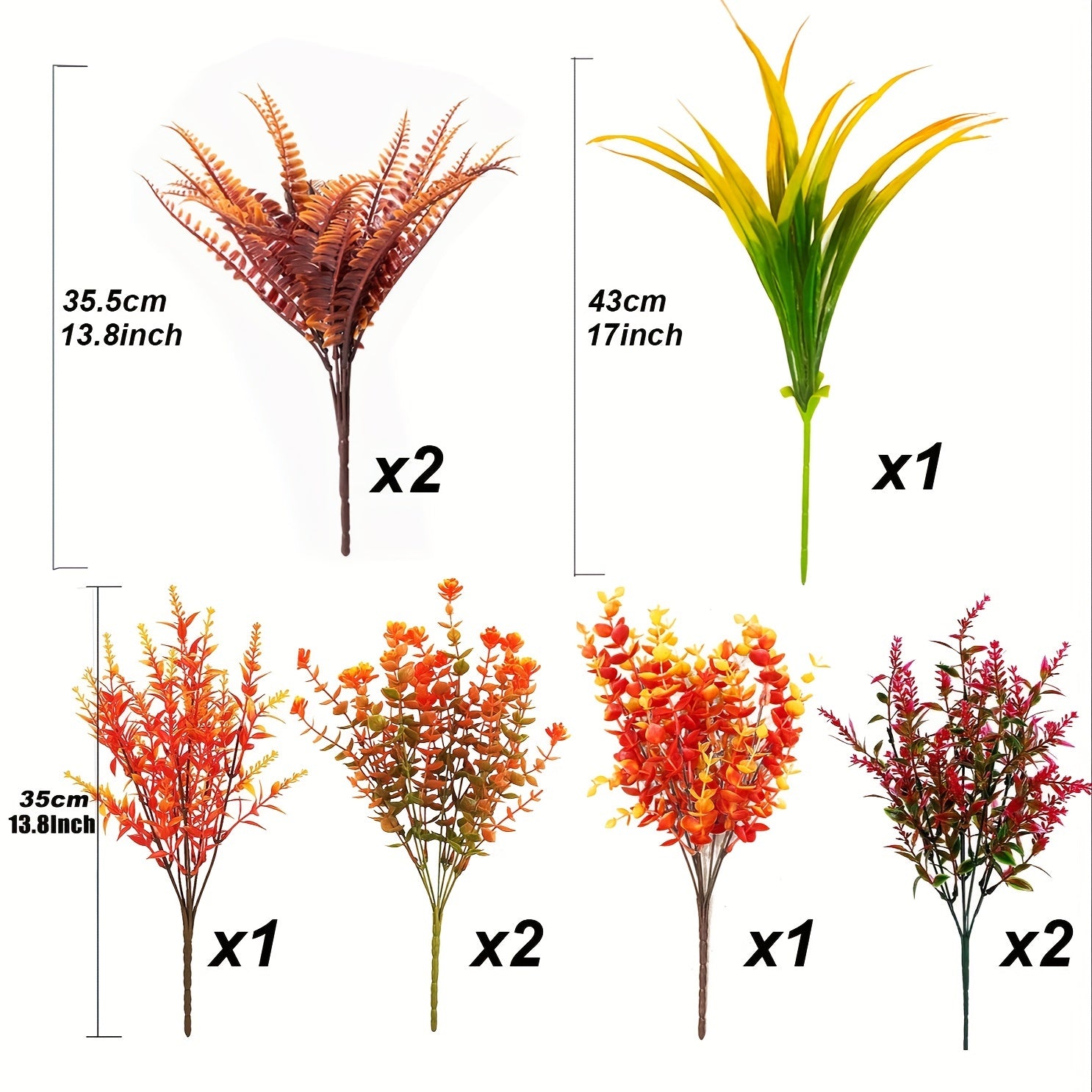 9pcs Artificial Fall Flowers Outdoor UV Resistant Faux Autumn Plants