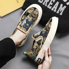 Men's Canvas Loafer Shoes Lightweight Non-slip Slip On Shoes