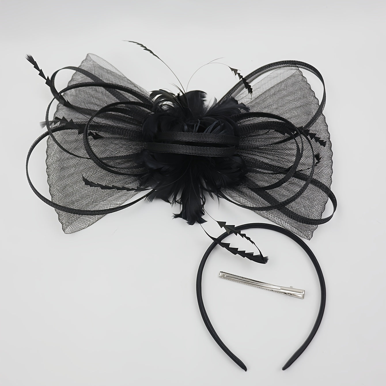 Bohemian Floral Bridal Headpiece with Ribbon Band - Vintage Style Hair Clip