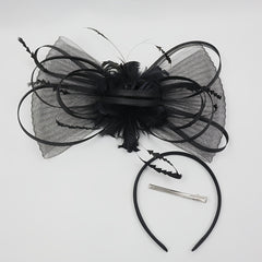 Bohemian Floral Bridal Headpiece with Ribbon Band - Vintage Style Hair Clip