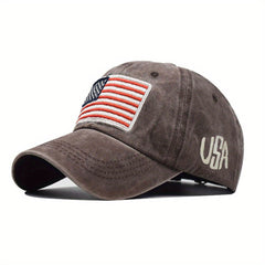 Distressed Letters Baseball Cap American Flag Embroidered Dad Cap
